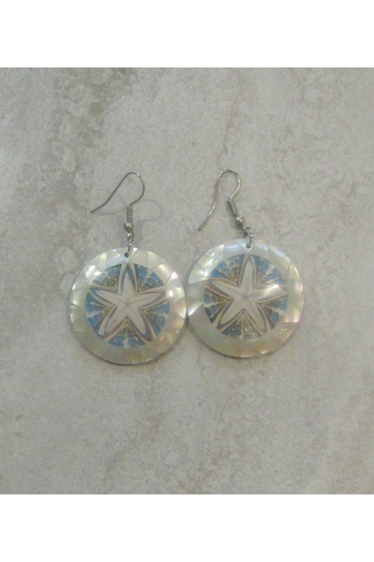 MOTHER OF PEARL & STARFISH ROUND EARRING