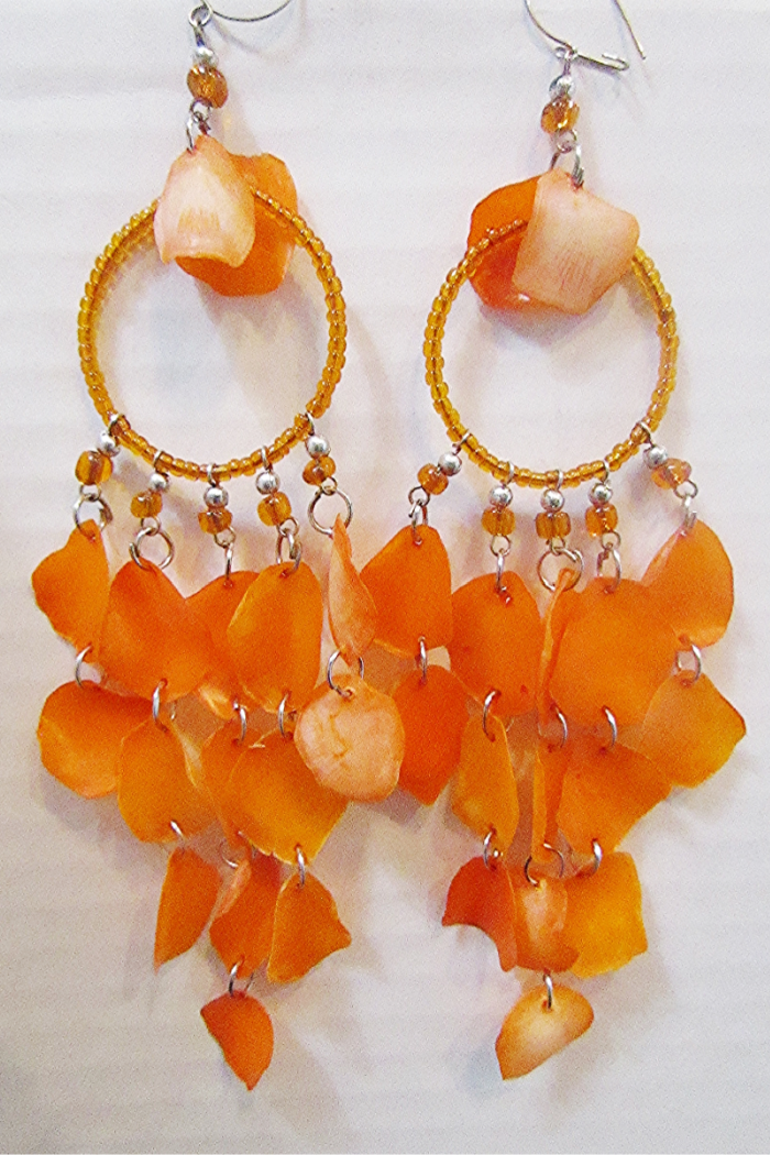 Peruvian  Orange Fish Scale Earring