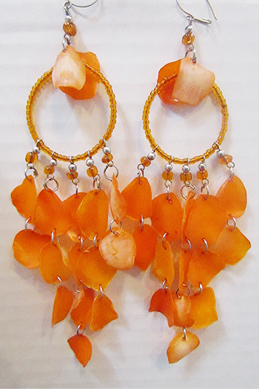 Peruvian  Orange Fish Scale Earring