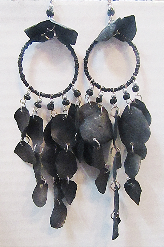 Peruvian Black Fish Scale Earring