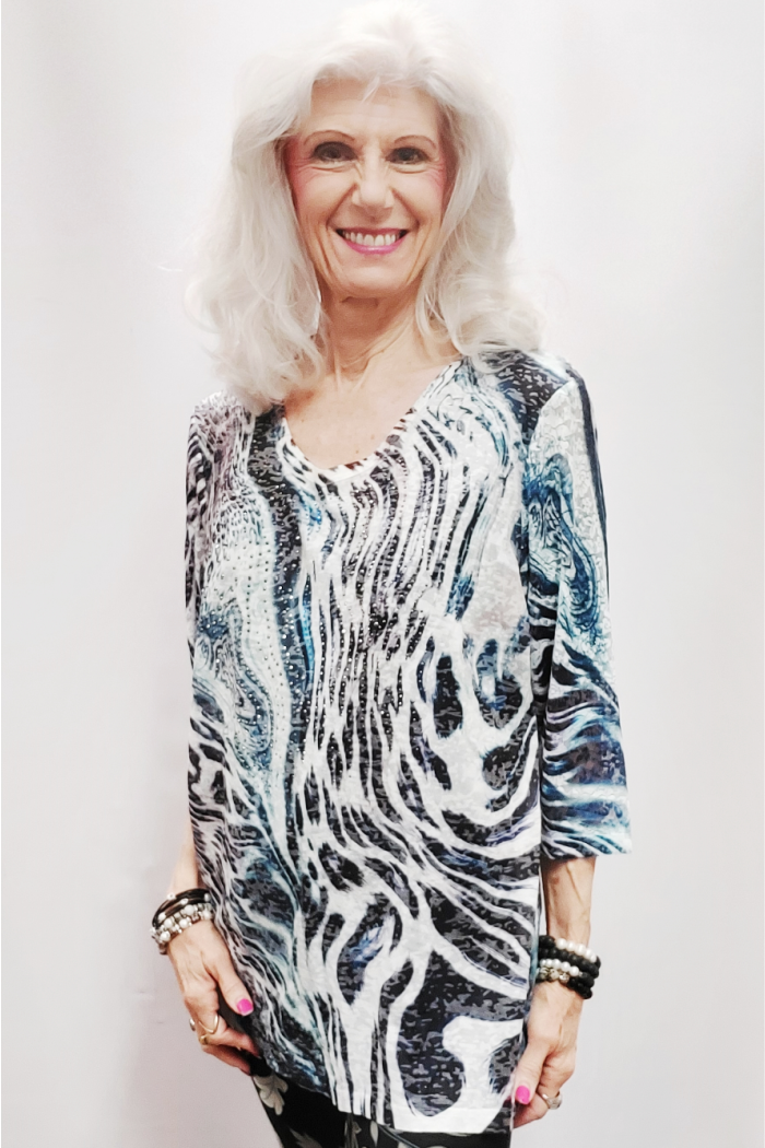 Animal Print Rhinestone Detailed Top