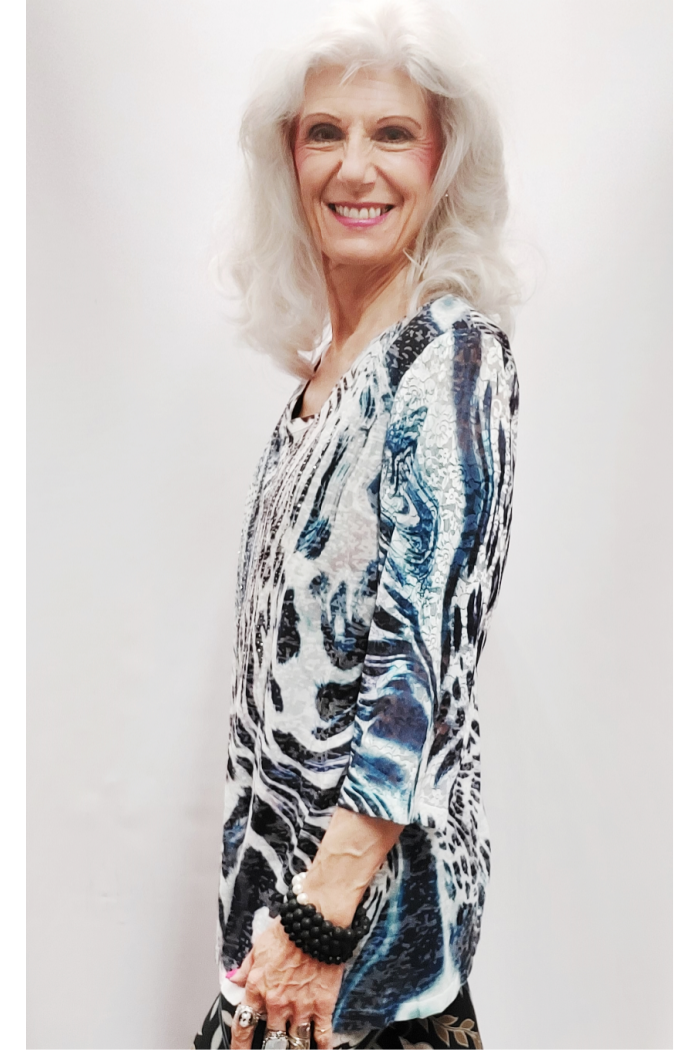 Animal Print Rhinestone Detailed Top