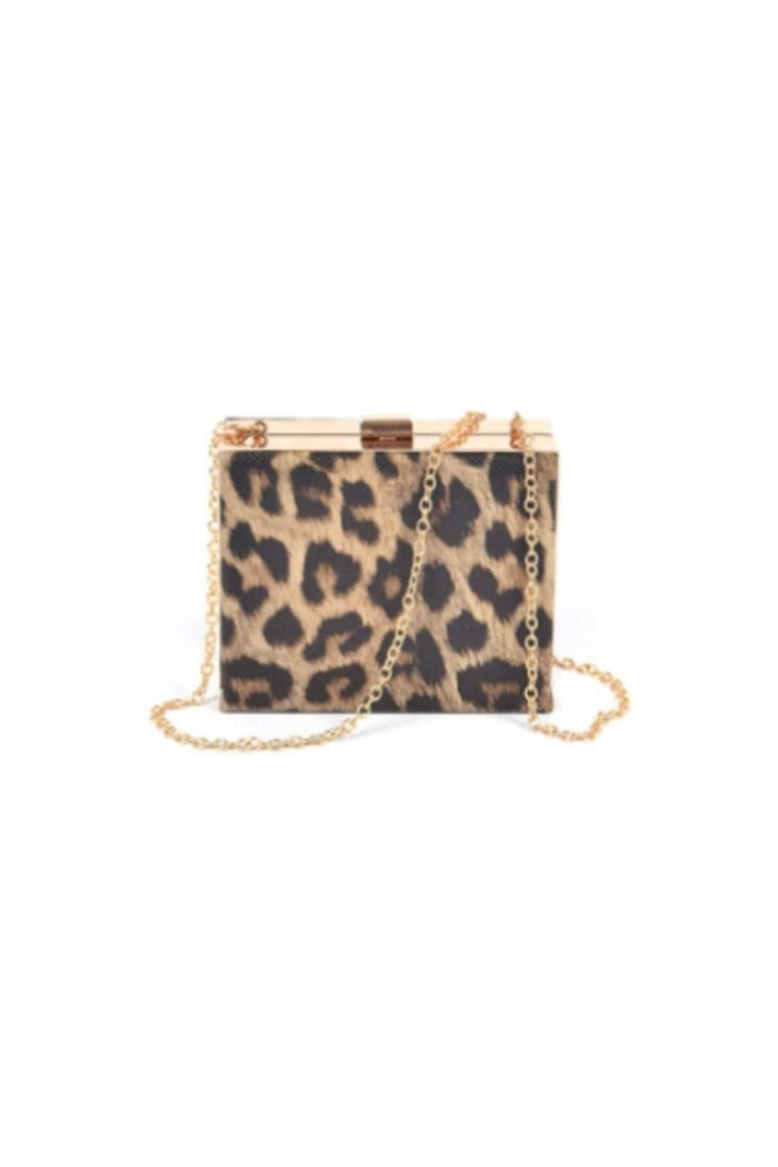 Leopard Faux Leather Clutch
