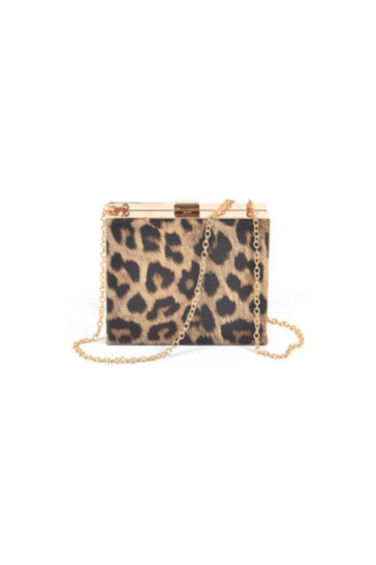 Leopard Faux Leather Clutch