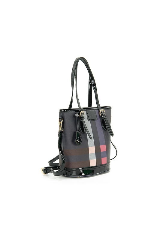 Plaid Bucket Style Handbag