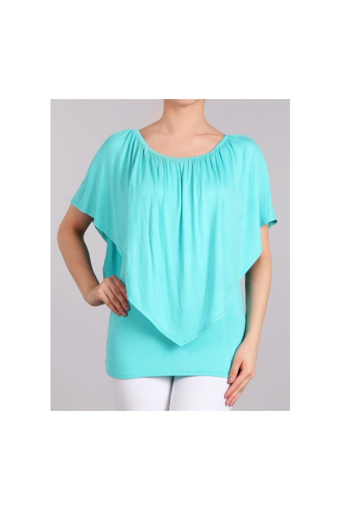 Convertible Elasticized Neckline Top - Mint