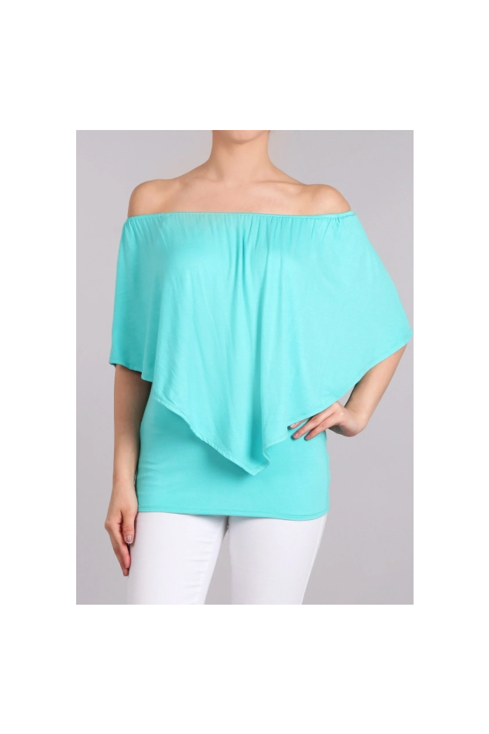 Convertible Elasticized Neckline Top - Mint