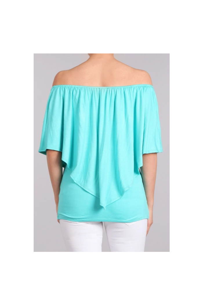 Convertible Elasticized Neckline Top - Mint