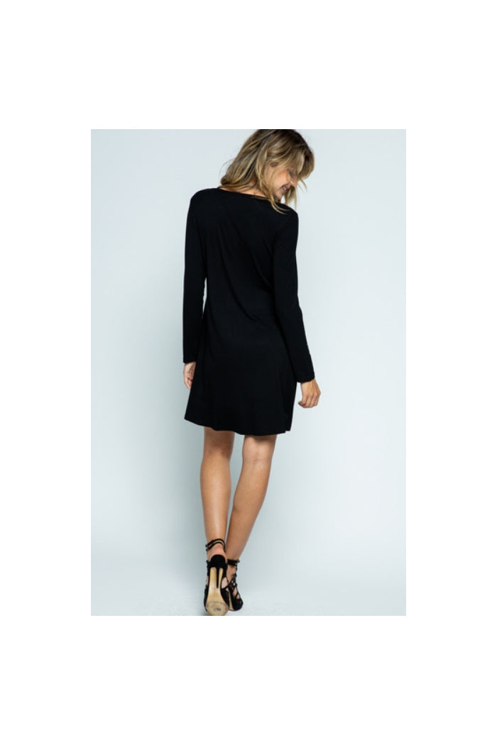 A Classy Little Black Dress with Showy Stone Detailing