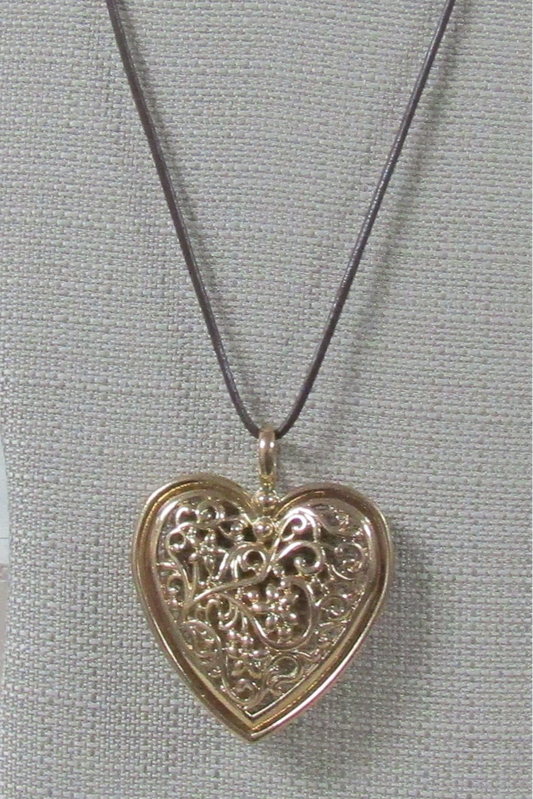 Gold Heart Long Pendant Necklace