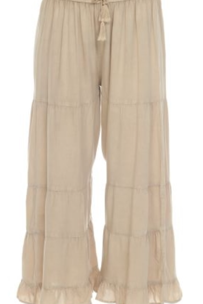 Rayon Tiered Pant in Sand Stone Wash