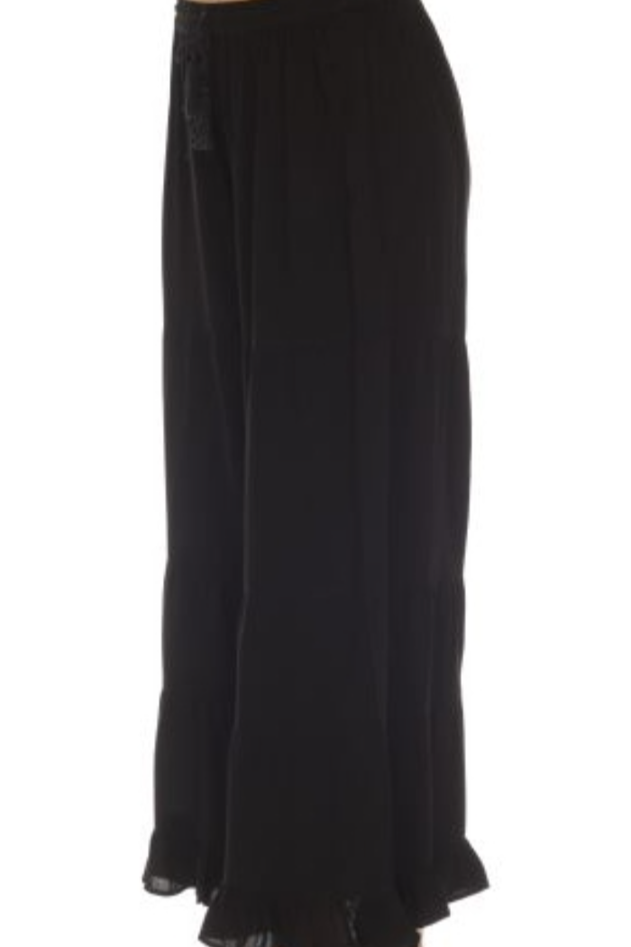 Rayon Tiered Pant in Black
