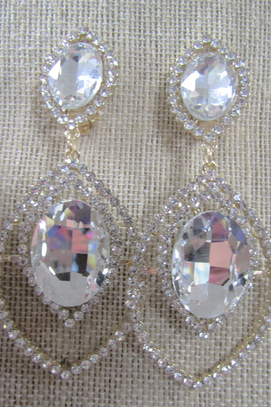 Striking Rhinestone Drop Clip Earring