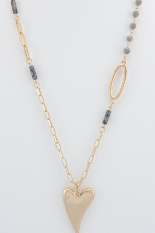 Long Gold Heart Pendant