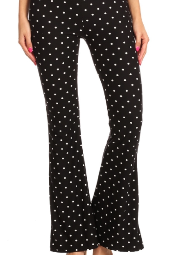 Palazzo Pant - Navy & White Polka Dot
