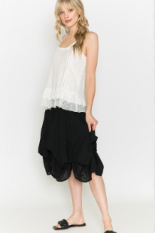 Cotton Bubble Mini Skirt in Black