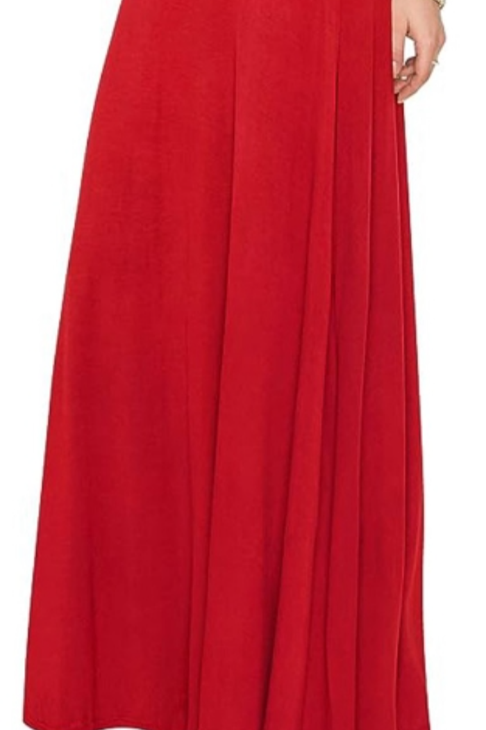 High Waisted Wide Leg Palazzo in Red