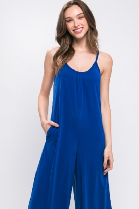 Palazzo Jumpsuit in Royal Blue Midi Length