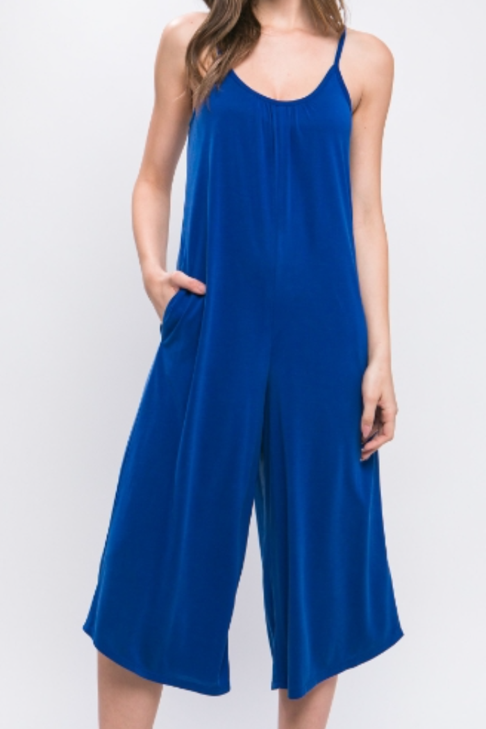 Palazzo Jumpsuit in Royal Blue Midi Length