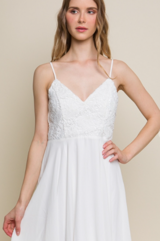 Crochet Lace White Skater Dress