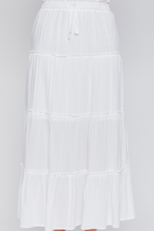 White Tiered Maxi Skirt