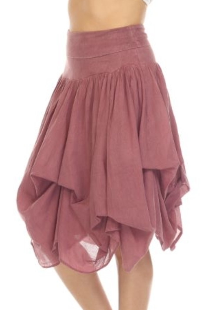 Short Cotton Bubble Skirt in Dark Rose