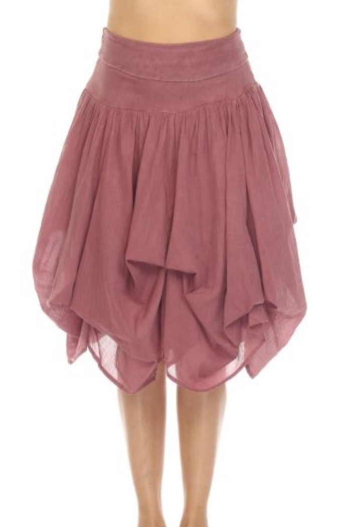 Short Cotton Bubble Skirt in Dark Rose