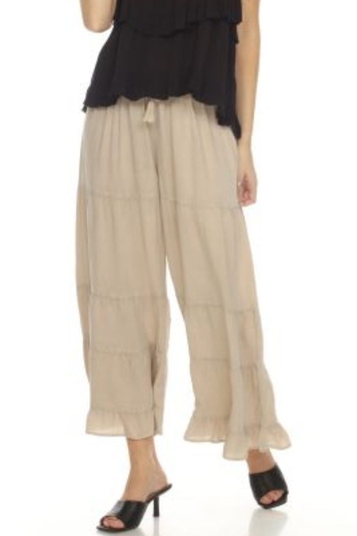 Sand Stone Wash Long Tiered Pant