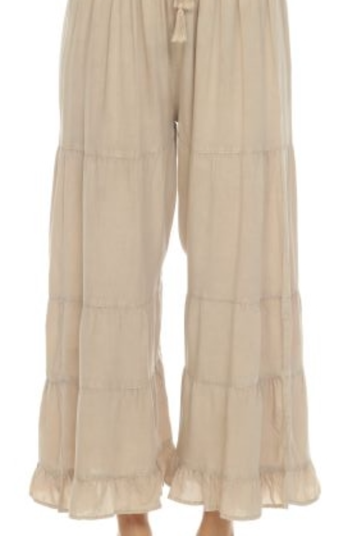 Sand Stone Wash Long Tiered Pant