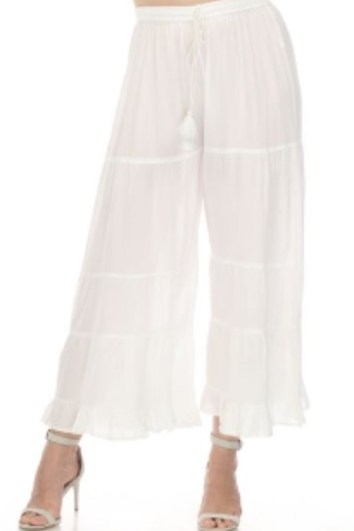 White Long Tiered Pant