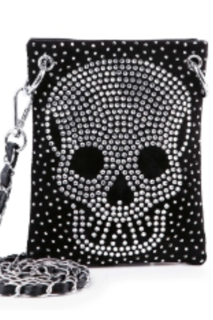 Petite Rhinestone Skull Crossbody