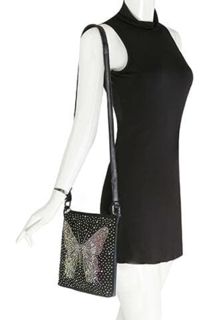 Rhinestone Butterfly Crossbody