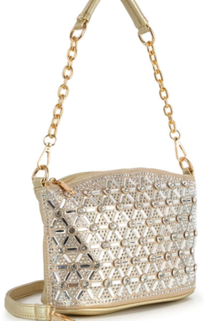 Gold Rhinestone Covered Crossbody