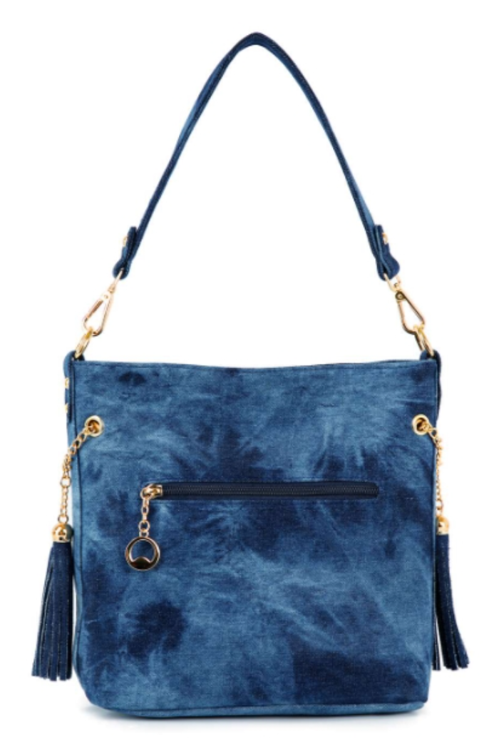 Denim Rhinestone Hobo Crossbody