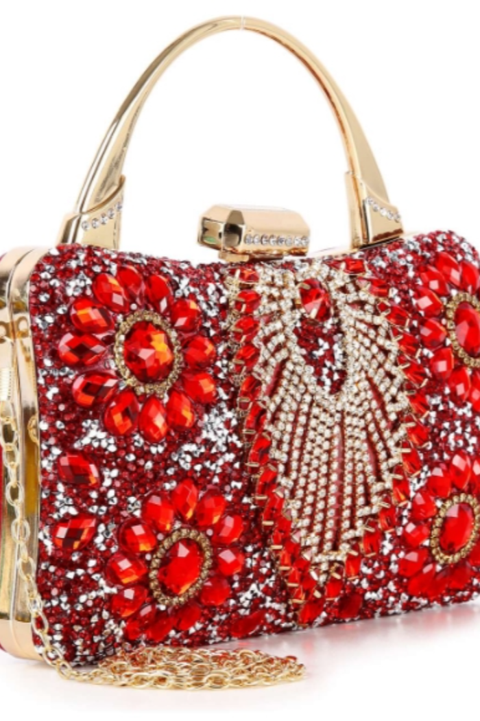 Rhinestone Retro Red Evening Bag