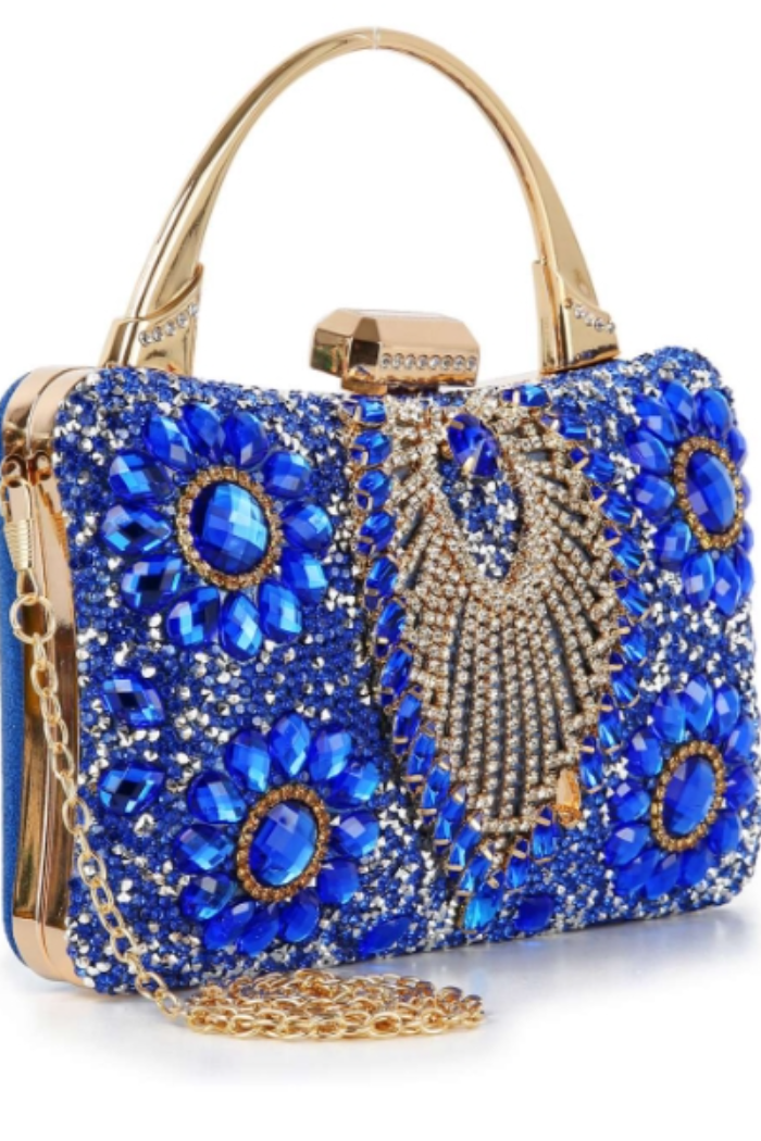 Rhinestone Retro Blue Evening Bag