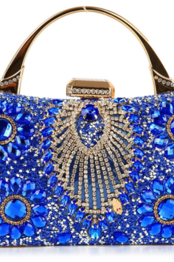 Rhinestone Retro Blue Evening Bag