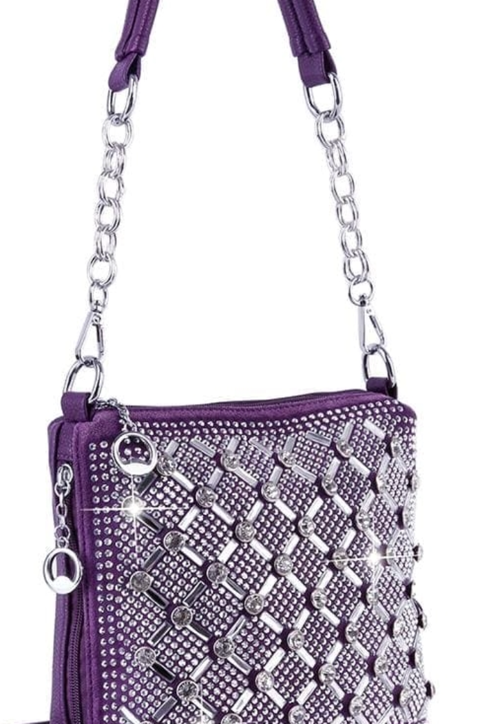 Spectacular Rhinestone Patterned Hobo Handbag