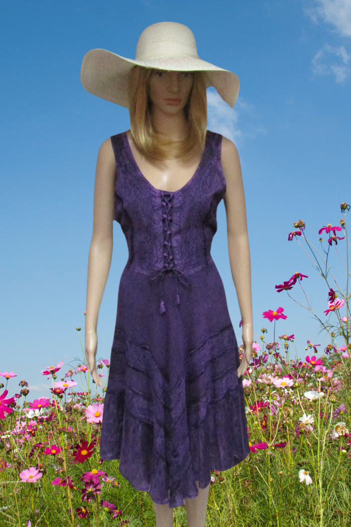 Fitted and Flared Flattering Dress in Purple