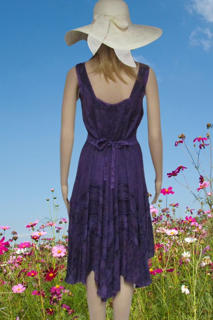 Fitted and Flared Flattering Dress in Purple