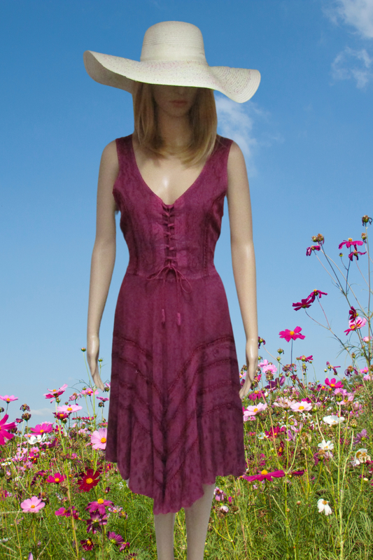 Fitted and Flared Flattering Dress in Berry