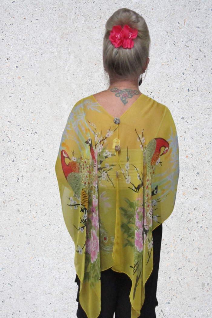 Silky Sheer Poncho - Golden Peacock