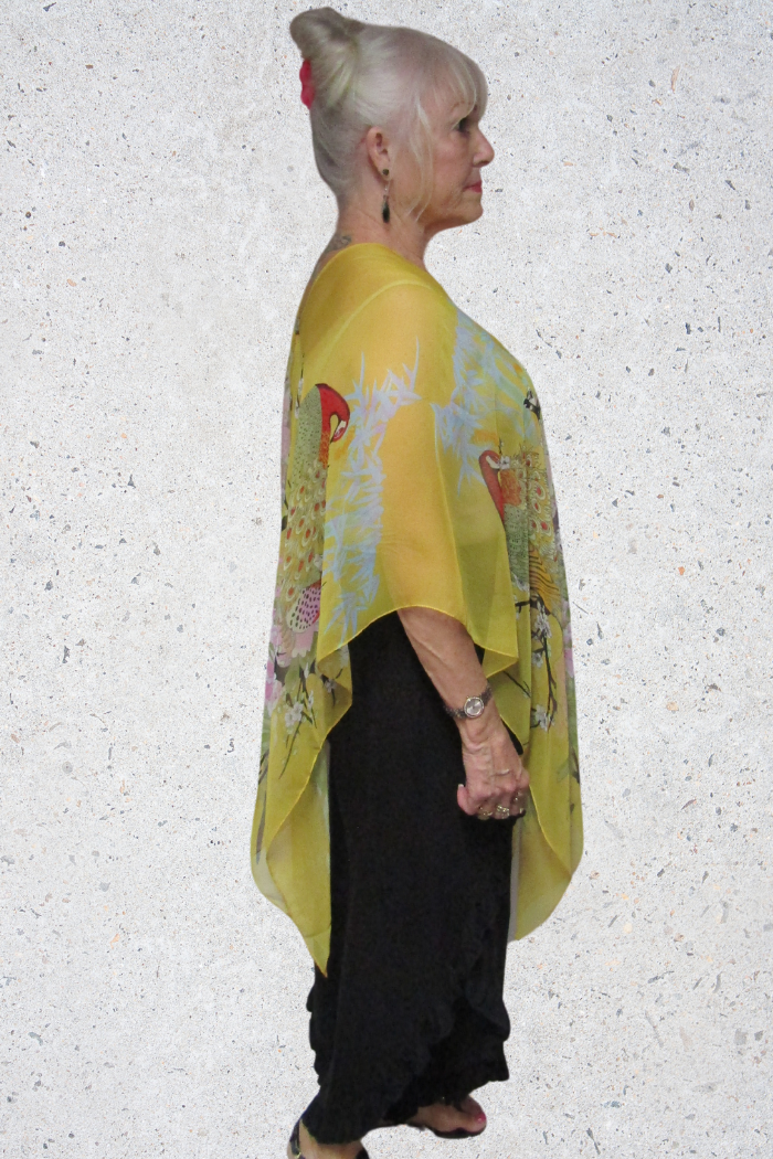 Silky Sheer Poncho - Golden Peacock