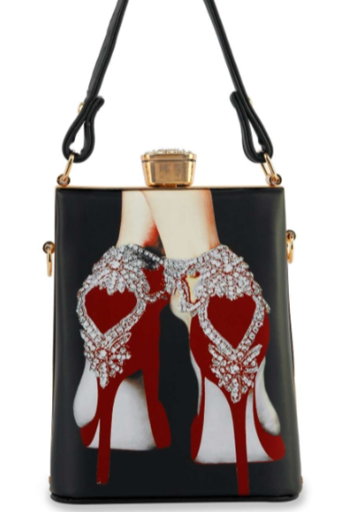 Retro Red Heels Print Petite Hand Tote