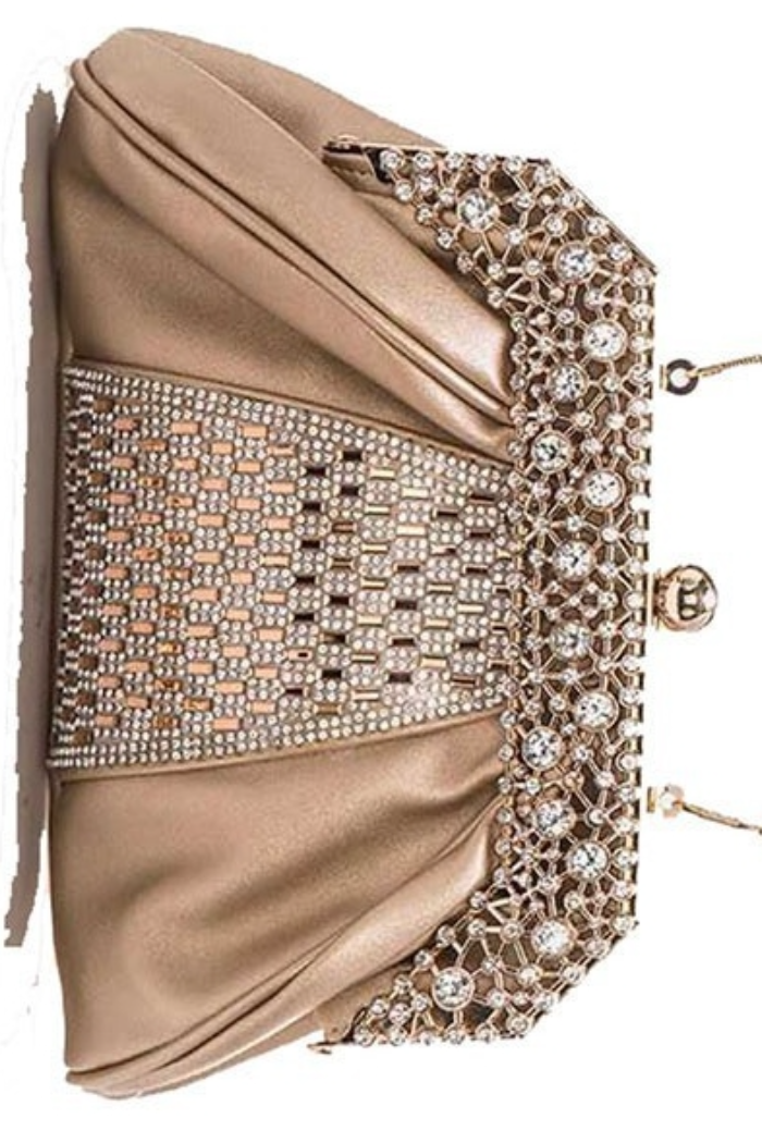 Crystal Statement Clutch Bag in Gold