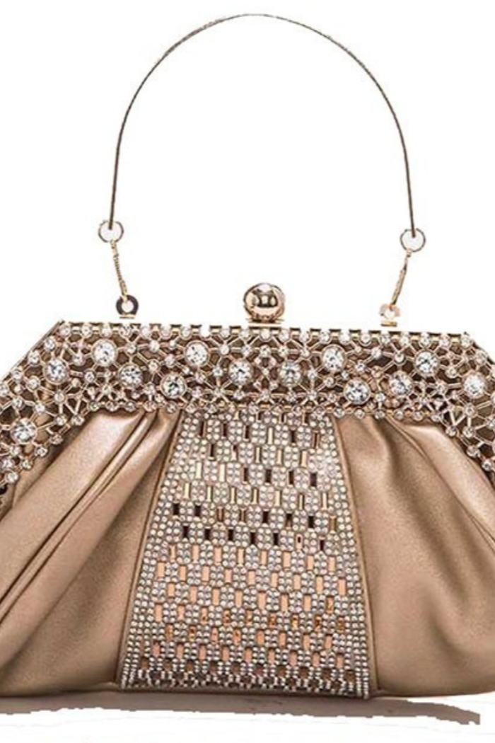 Crystal Statement Clutch Bag in Gold