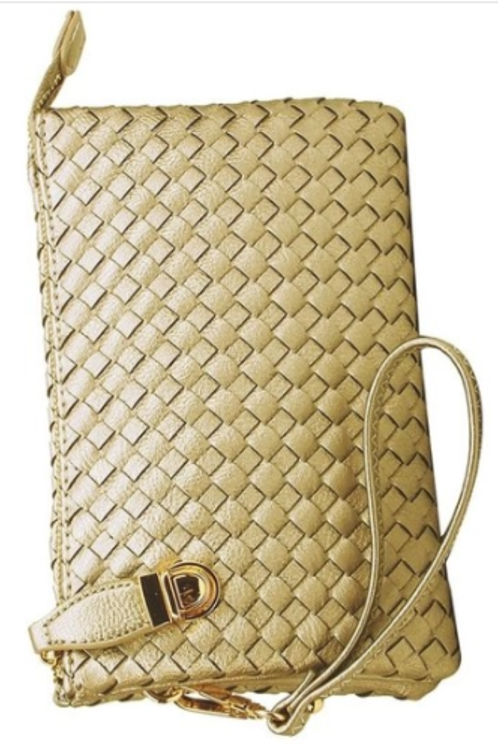 Fashion Woven Clutch Crossbody Bag in Gold