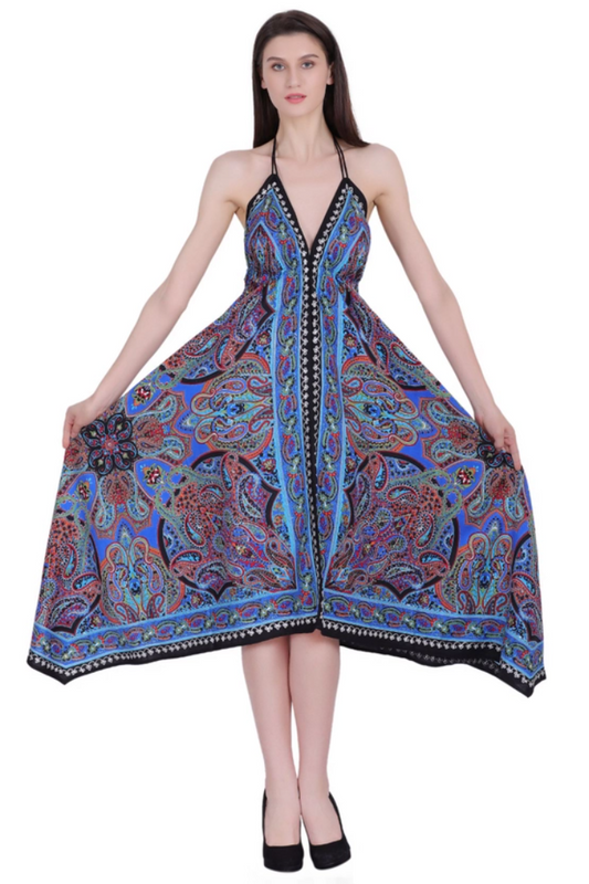 Paisley Print Halter-Style Scarf Dress