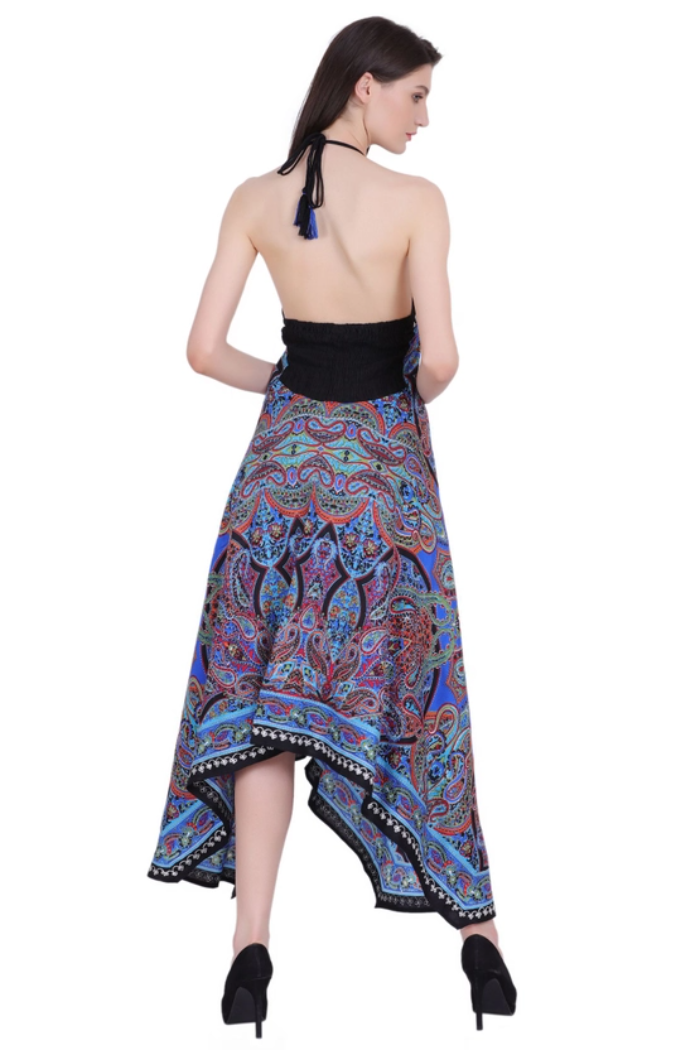 Paisley Print Halter-Style Scarf Dress