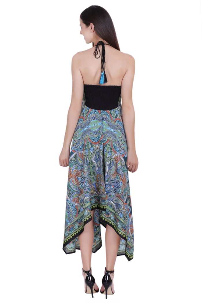 Paisley Print Halter-Style Scarf Dress